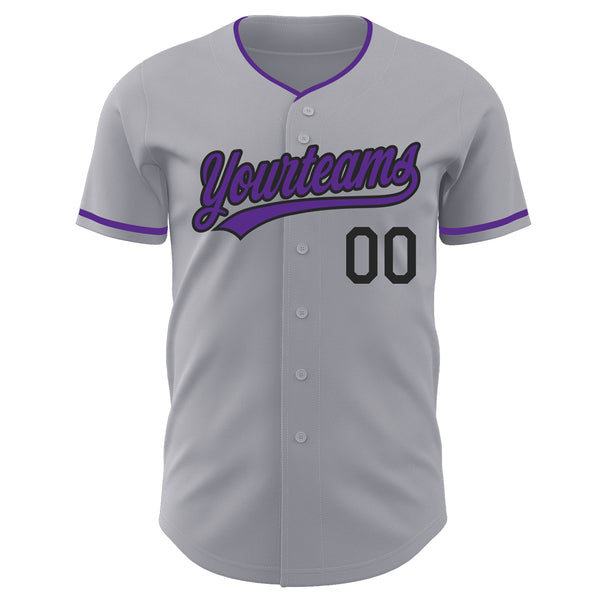 Custom Gray Purple-Black Authentic Baseball Jersey