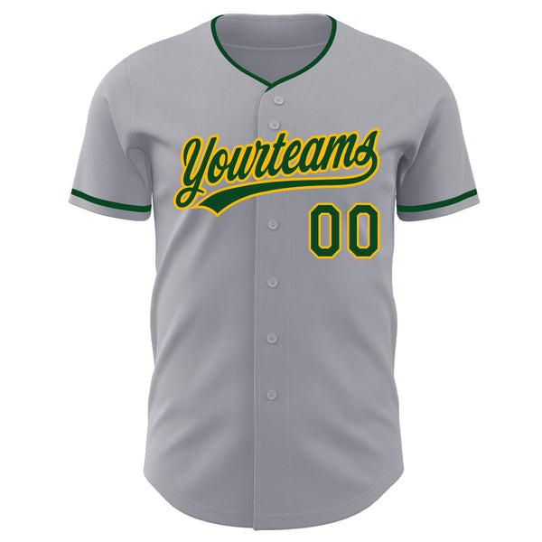 Custom Gray Green-Gold Authentic Baseball Jersey