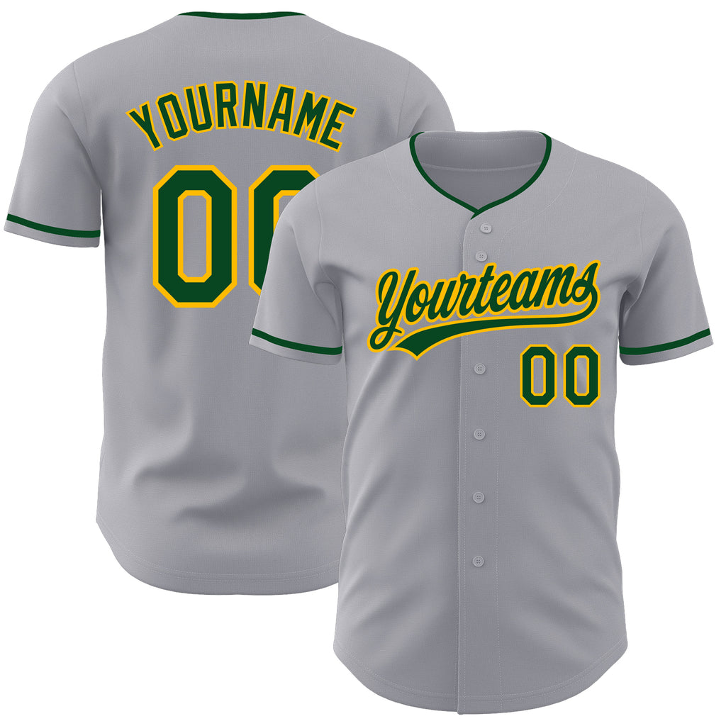 Custom Gray Green-Gold Authentic Baseball Jersey