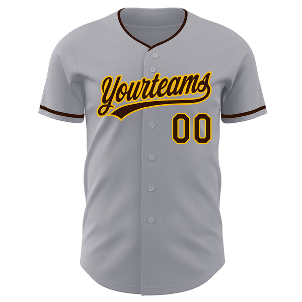 Custom Gray Brown-Gold Authentic Baseball Jersey