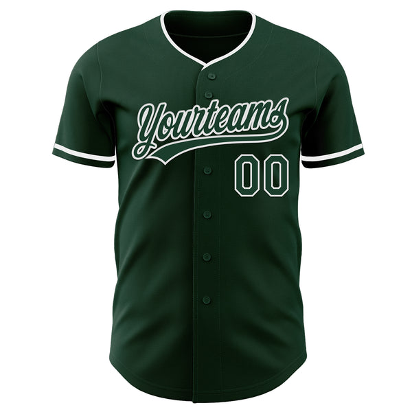 Custom Green White Authentic Baseball Jersey
