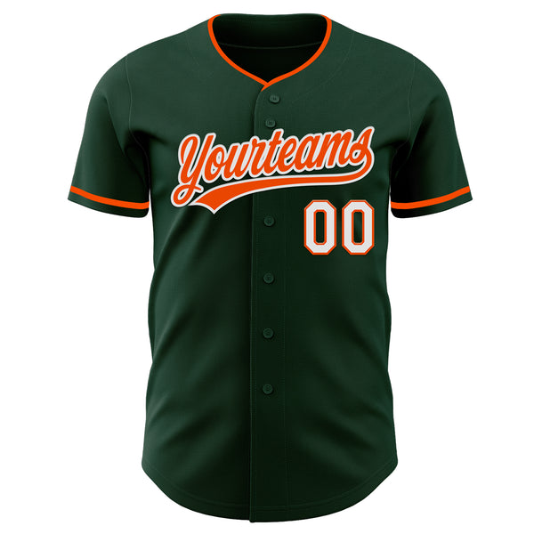 Custom Green Orange-White Authentic Baseball Jersey