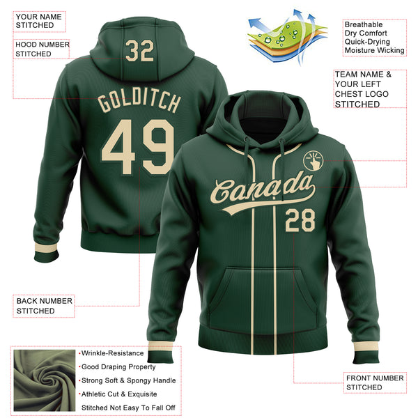 Custom Stitched Green Cream Baseball Pullover Sweatshirt Hoodie