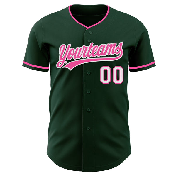 Custom Green Pink-White Authentic Baseball Jersey