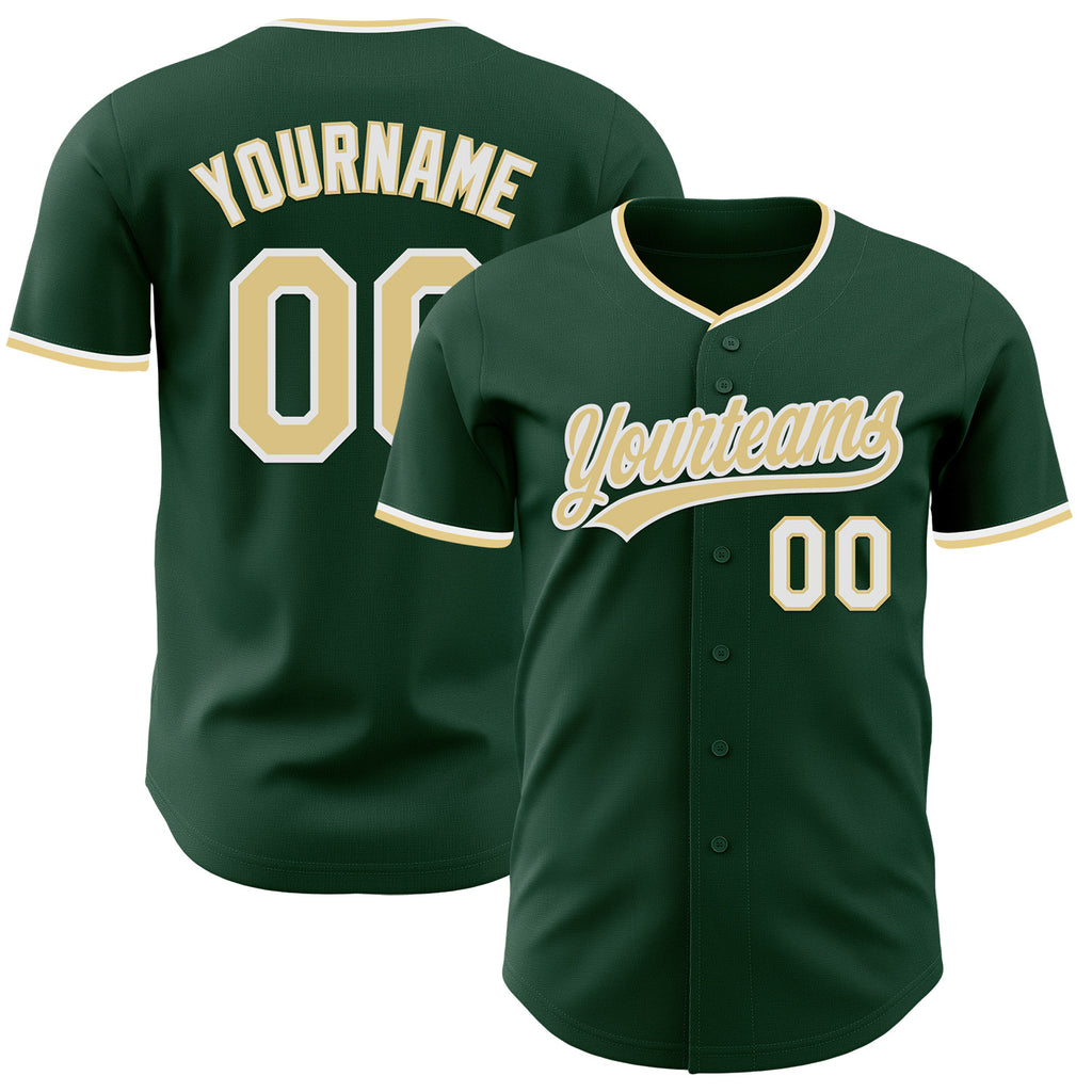 Custom Green Vegas Gold-White Authentic Baseball Jersey