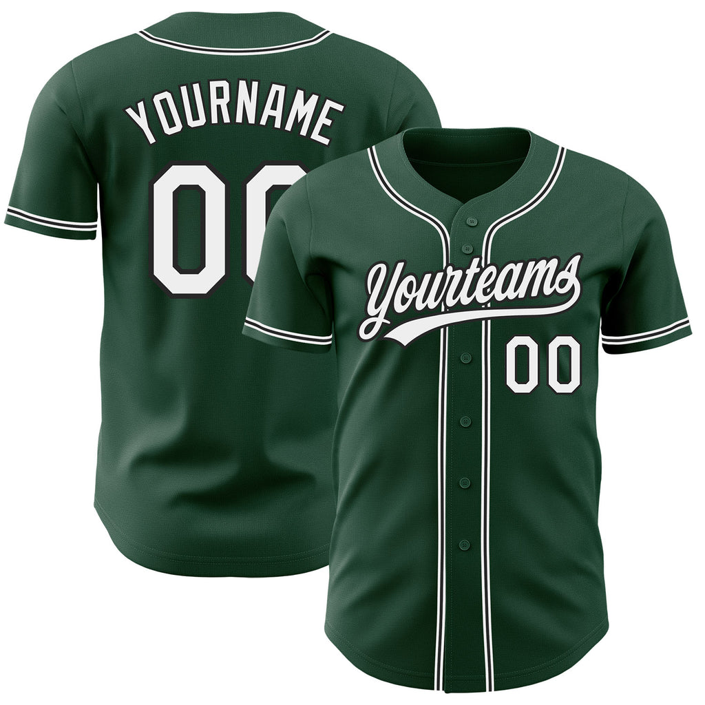 Custom Green White-Black Authentic Baseball Jersey