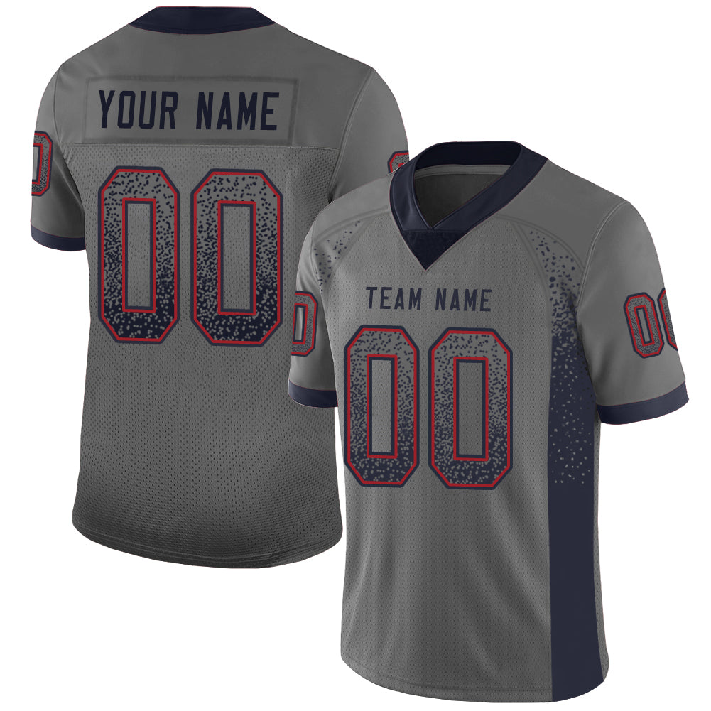 Custom Gray Navy-Red Drift Fashion Football Jersey