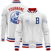 Custom White Red-Royal Bomber Varsity Letterman Zipper Jacket