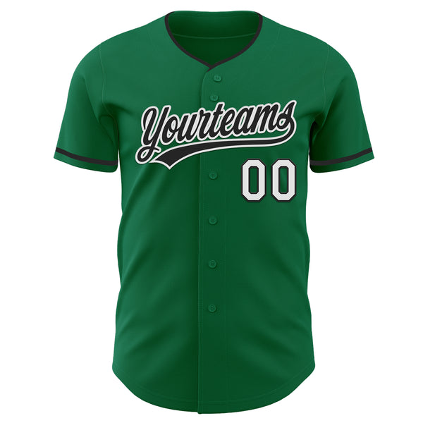 Custom Kelly Green Black-White Authentic Baseball Jersey