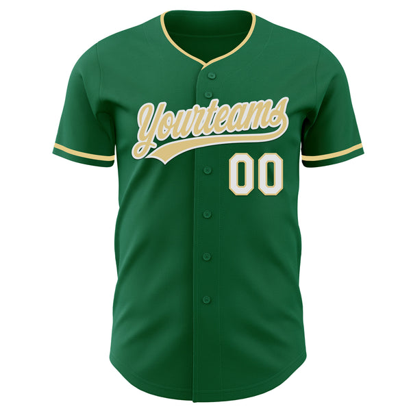 Custom Kelly Green Vegas Gold-White Authentic Baseball Jersey