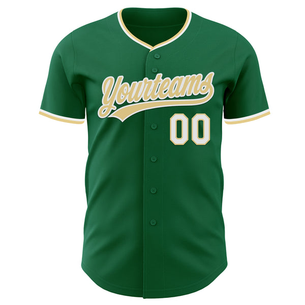 Custom Kelly Green Vegas Gold-White Authentic Baseball Jersey
