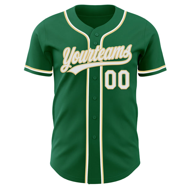 Custom Kelly Green White-Vegas Gold Authentic Baseball Jersey
