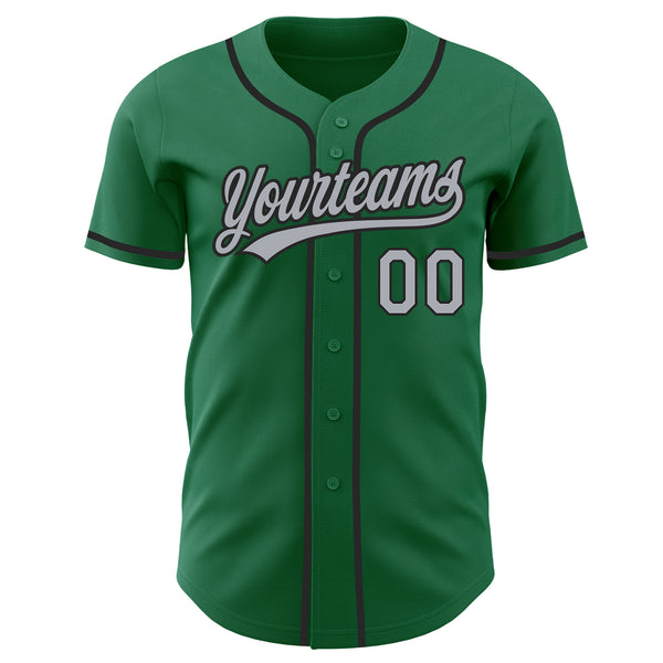 Custom Kelly Green Gray-Black Authentic Baseball Jersey