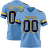 Custom Light Blue Navy-Gold Authentic Football Jersey