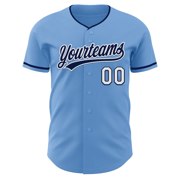 Custom Light Blue Navy-White Authentic Baseball Jersey