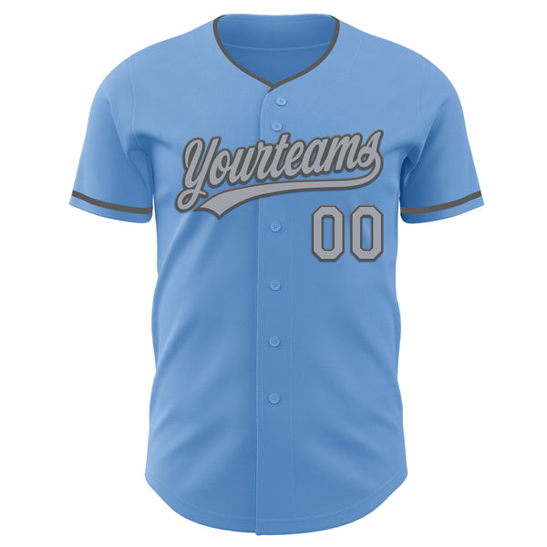 Custom Light Blue Gray-Steel Gray Authentic Baseball Jersey