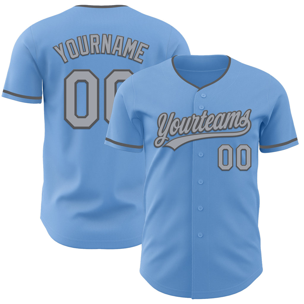 Custom Light Blue Gray-Steel Gray Authentic Baseball Jersey