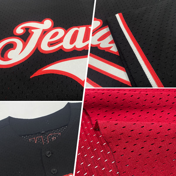 Custom Maroon Black-White Mesh Authentic Throwback Baseball Jersey