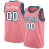 Custom Medium Pink White Black-Teal Authentic Basketball Jersey