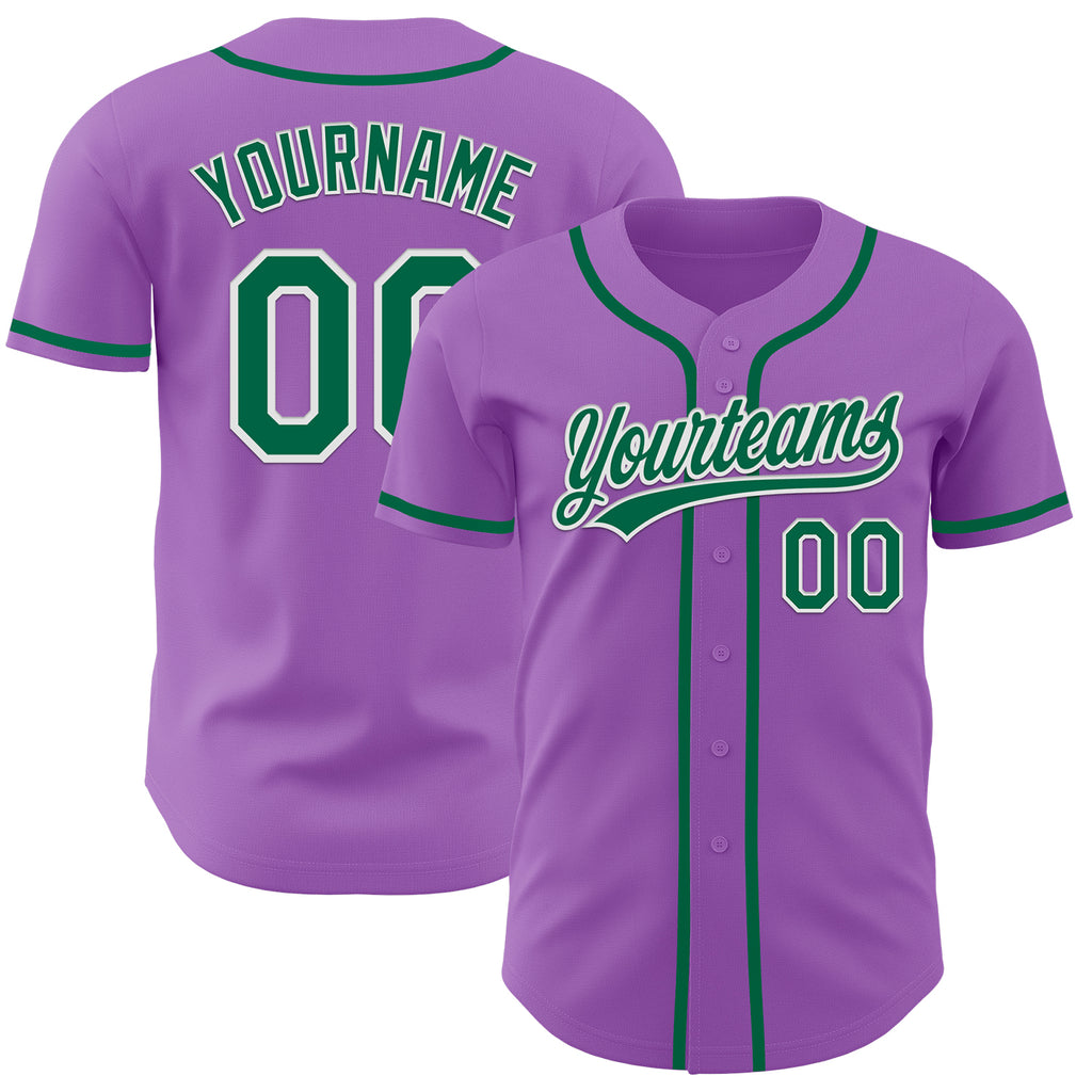 Custom Medium Purple Kelly Green-White Authentic Baseball Jersey
