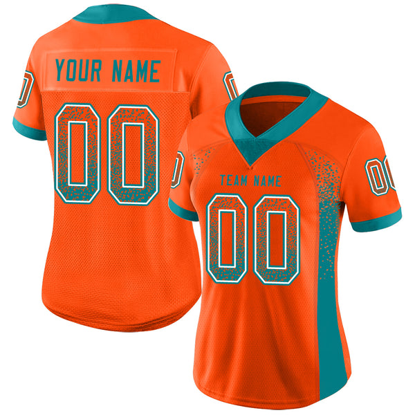 Custom Orange Aqua-White Drift Fashion Football Jersey