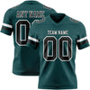 Custom Midnight Green Black-White Authentic Football Jersey