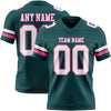 Custom Midnight Green White-Pink Authentic Football Jersey