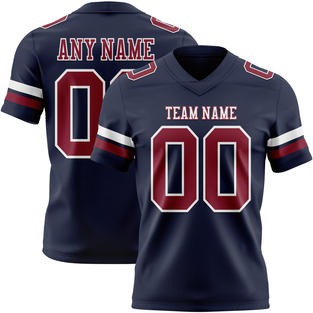 Custom Navy Crimson-White Mesh Authentic Football Jersey