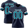 Custom Navy Teal-White Authentic Football Jersey