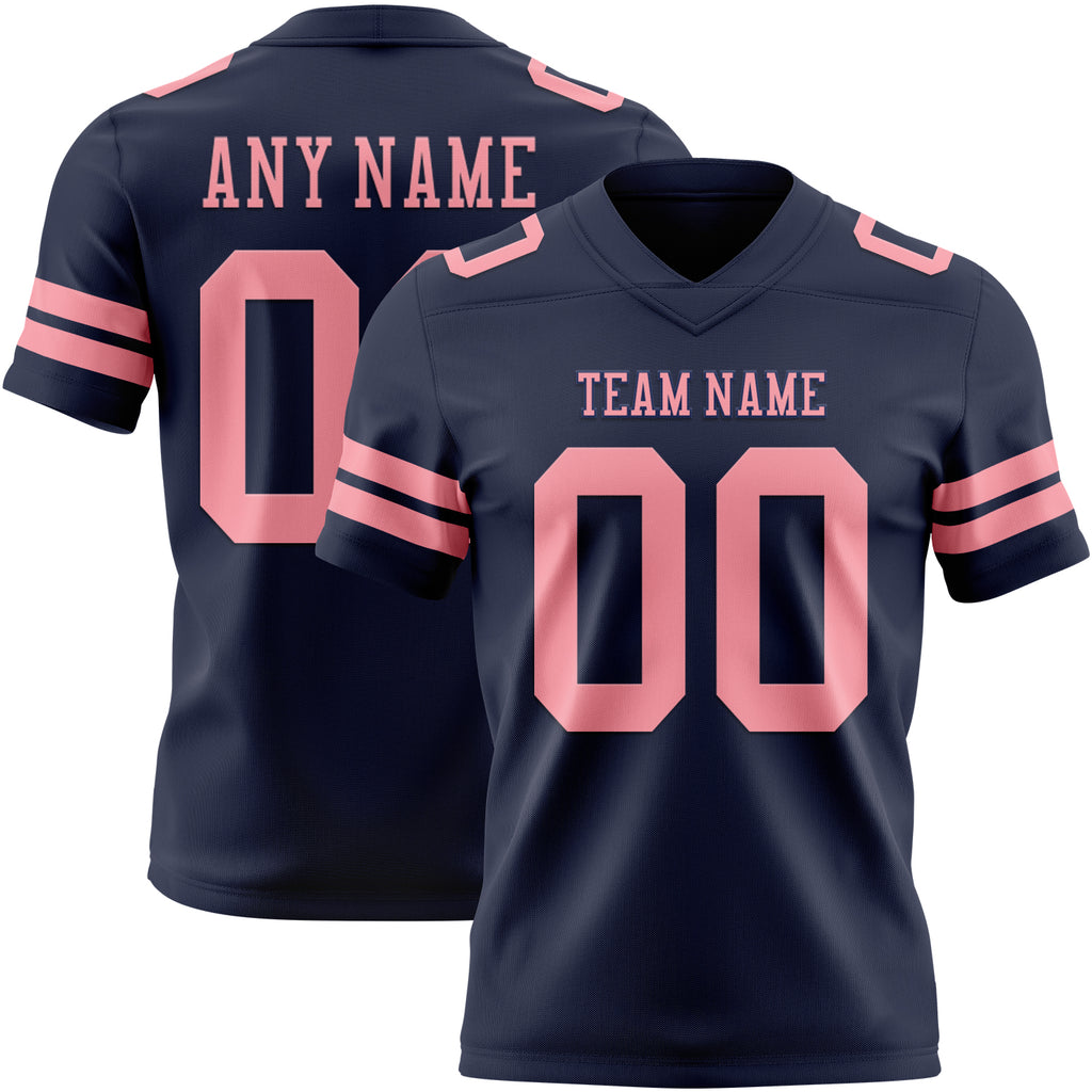 Custom Navy Medium Pink Mesh Authentic Football Jersey