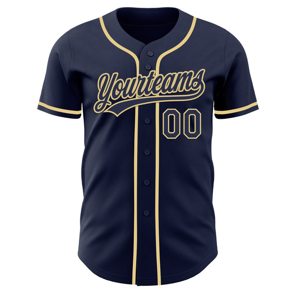 Custom Navy-Vegas Gold Authentic Baseball Jersey