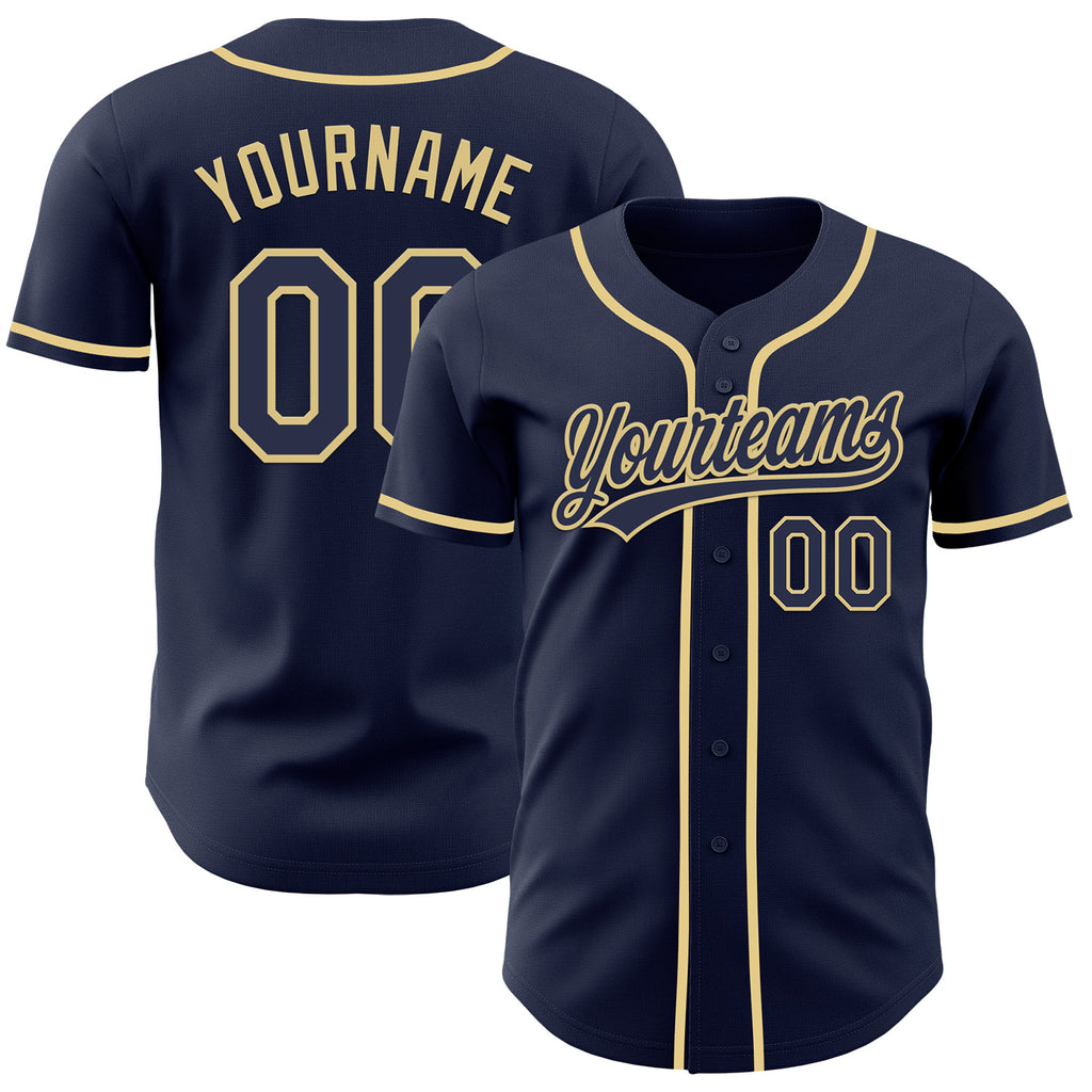 Custom Navy-Vegas Gold Authentic Baseball Jersey