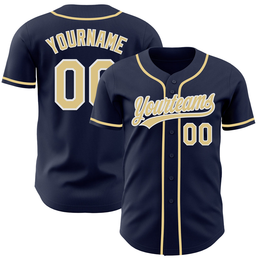 Custom Navy Vegas Gold-White Authentic Baseball Jersey