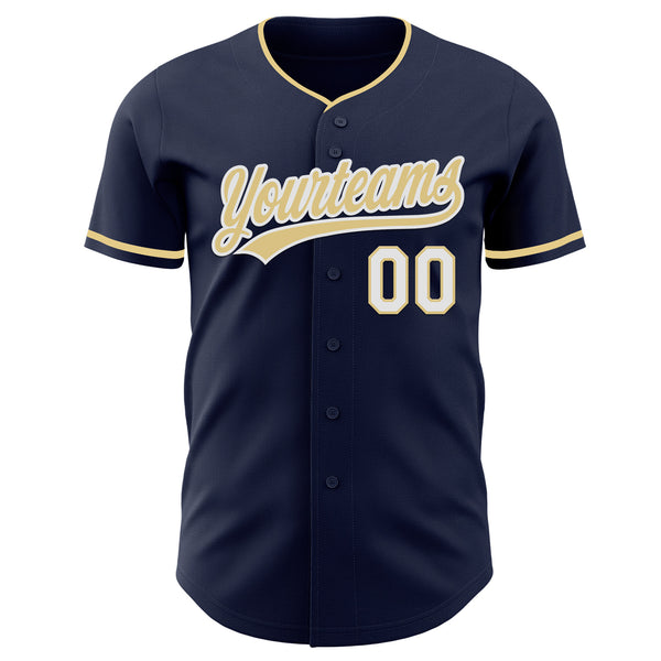 Custom Navy Vegas Gold-White Authentic Baseball Jersey