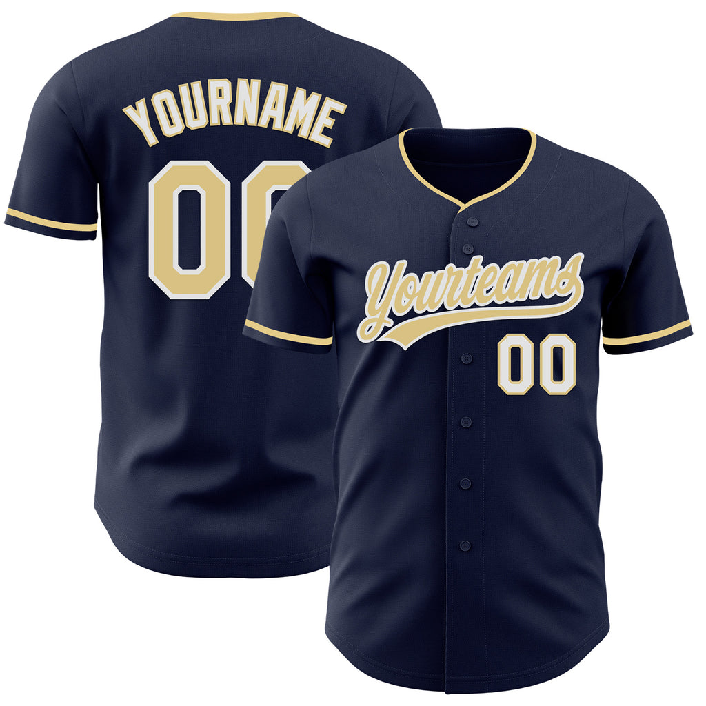 Custom Navy Vegas Gold-White Authentic Baseball Jersey