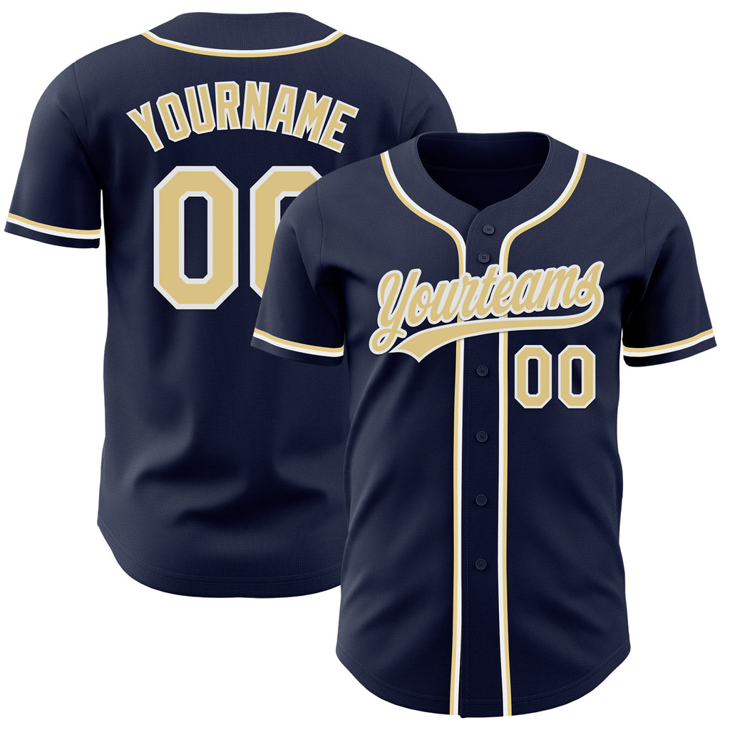 Custom Navy Vegas Gold-White Authentic Baseball Jersey