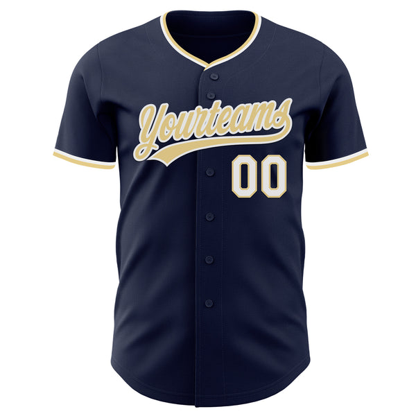Custom Navy Vegas Gold-White Authentic Baseball Jersey