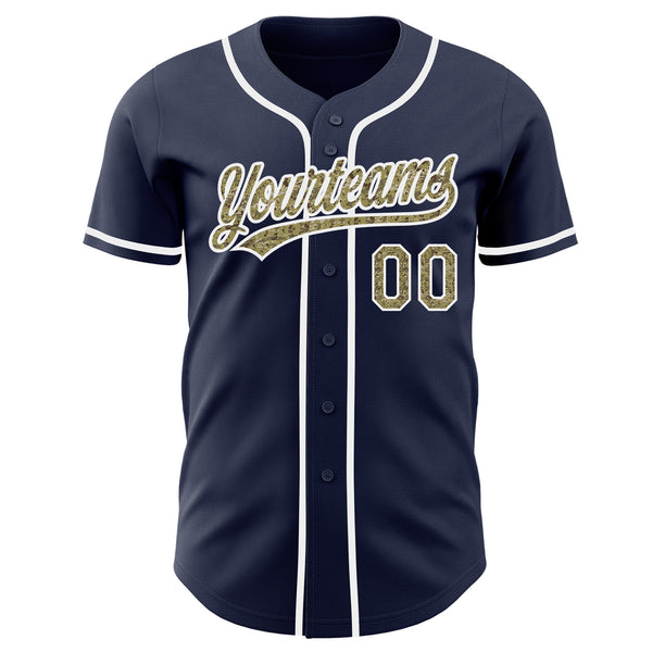 Custom Navy Camo-White Authentic Baseball Jersey