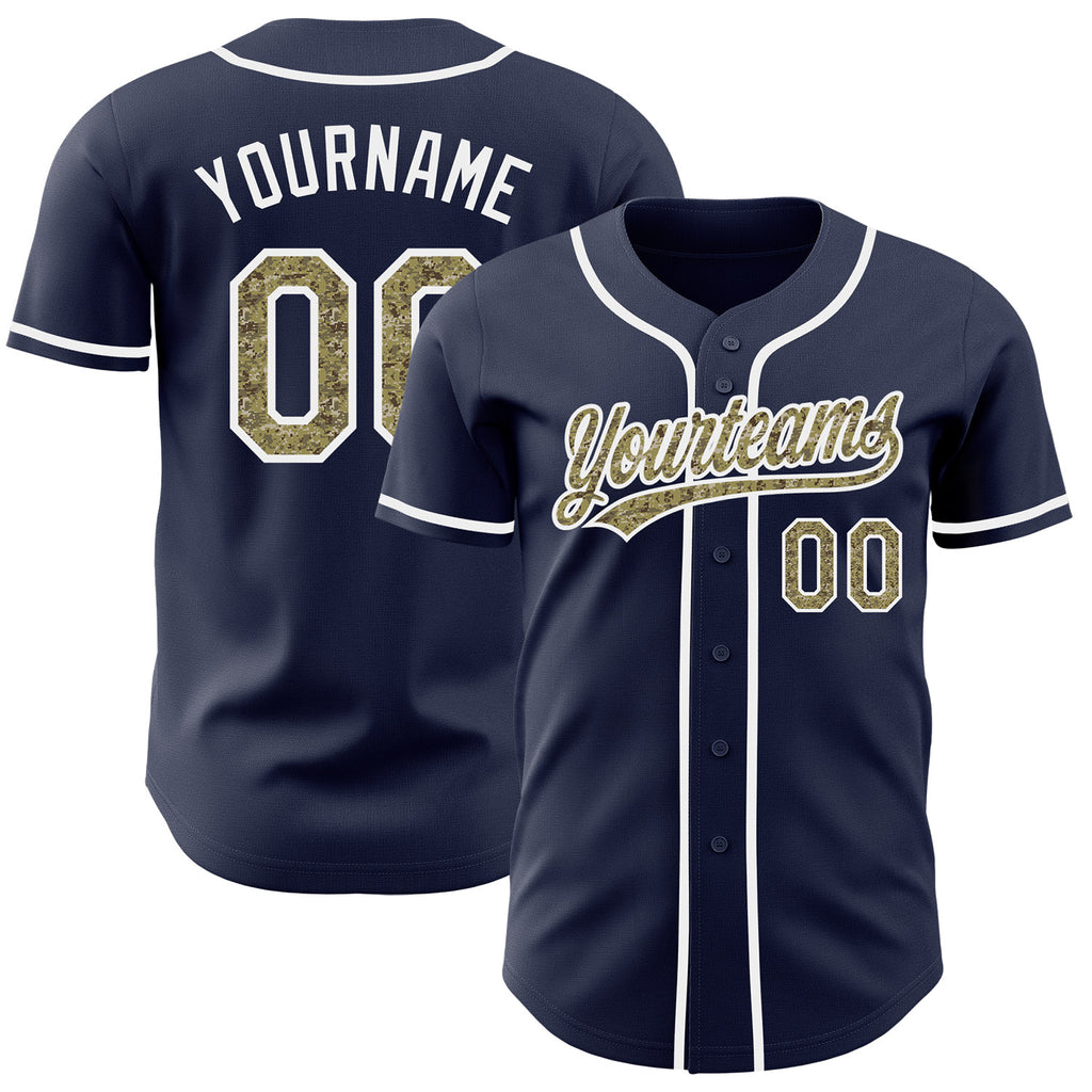 Custom Navy Camo-White Authentic Baseball Jersey
