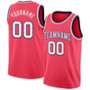 Custom Neon Pink White-Navy Authentic Basketball Jersey