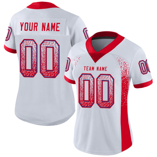 Custom White Scarlet-Royal Drift Fashion Football Jersey