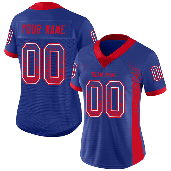 Custom Royal Scarlet-White Drift Fashion Football Jersey