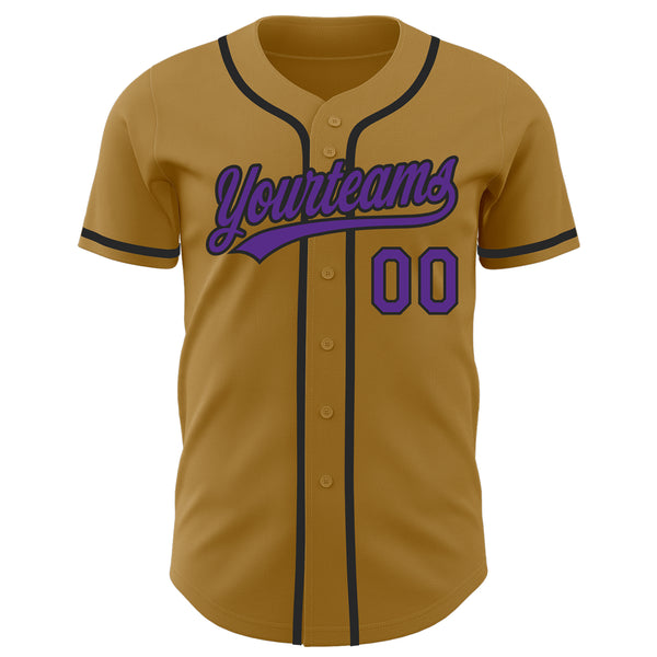 Custom Old Gold Purple-Black Authentic Baseball Jersey