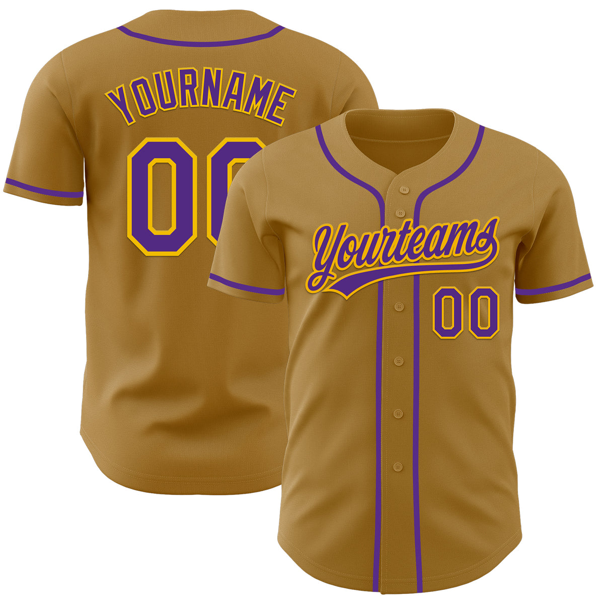 Custom Authentic Baseball Jersey Old Gold Purple Gold – Fiitg