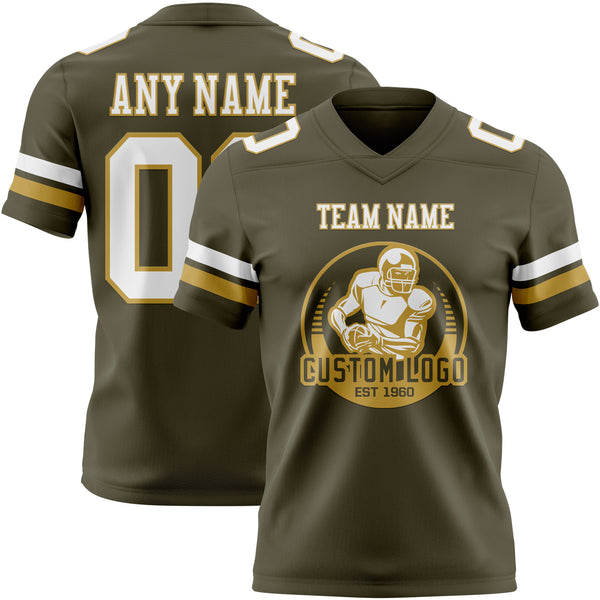 Custom Olive White-Old Gold Authentic Salute To Service Football Jersey