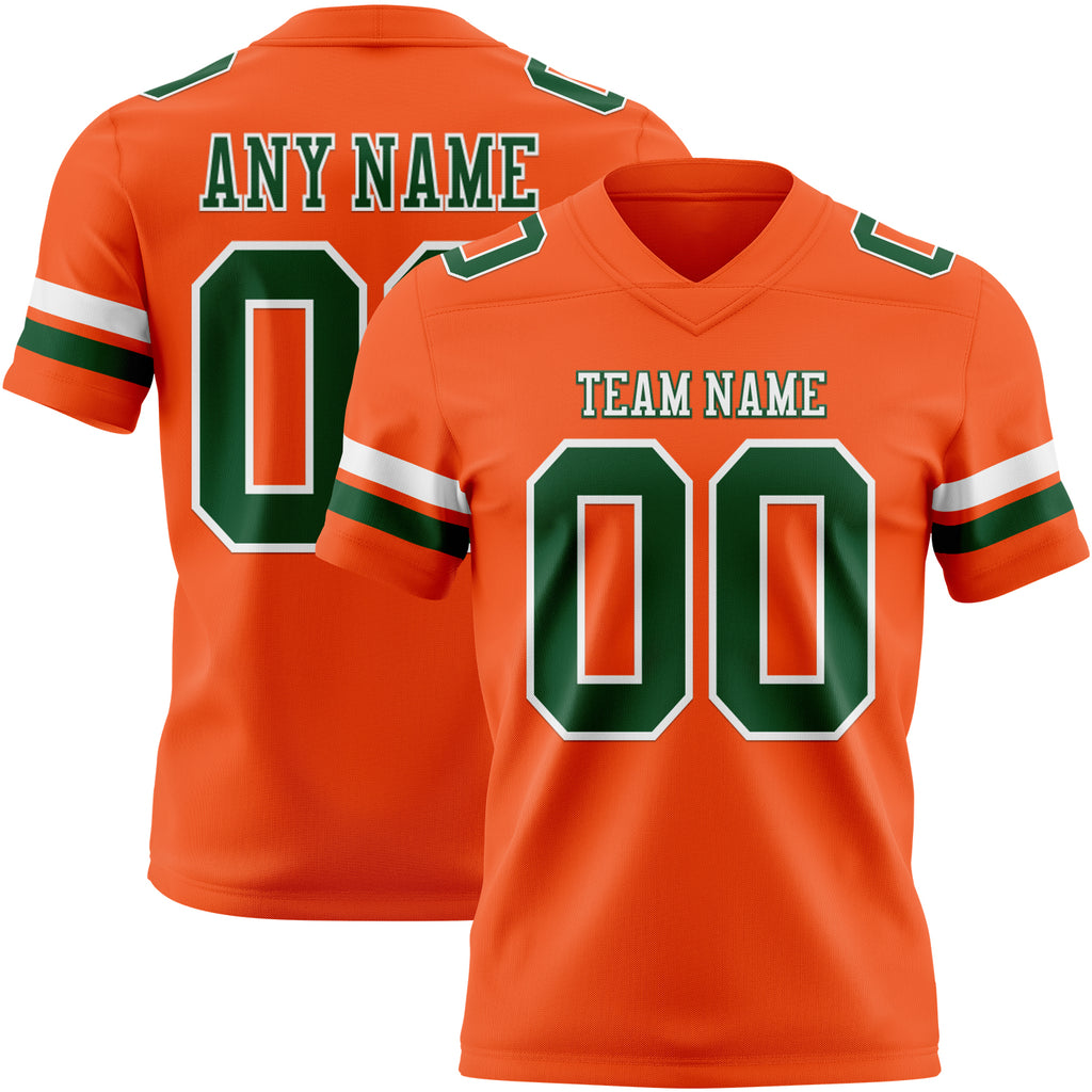 Custom Orange Green-White Mesh Authentic Football Jersey