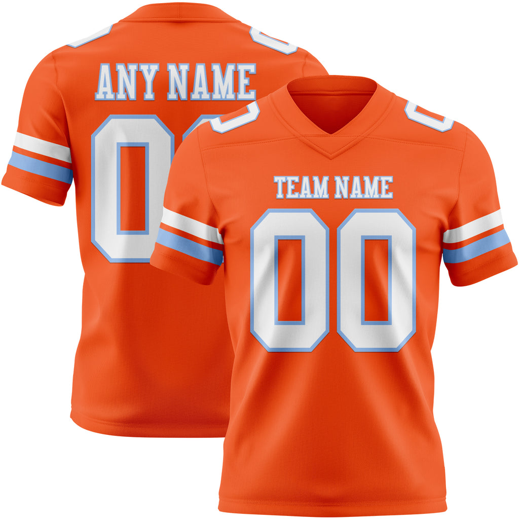 Custom Orange White-Light Blue Mesh Authentic Football Jersey