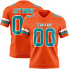 Custom Orange Teal-White Authentic Football Jersey
