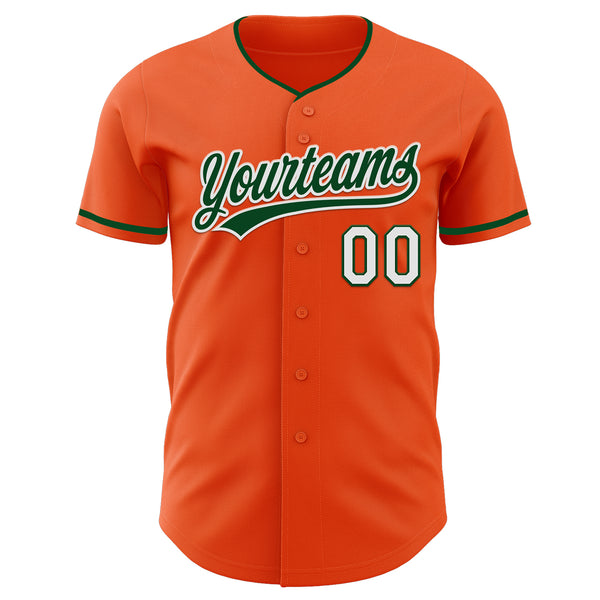 Custom Orange Green-White Authentic Baseball Jersey