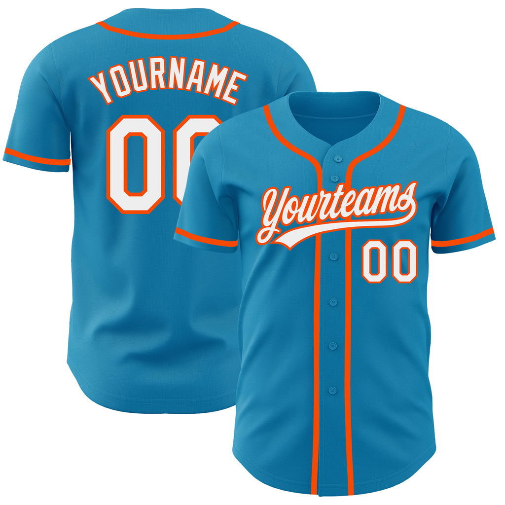 Custom Panther Blue White-Orange Authentic Baseball Jersey